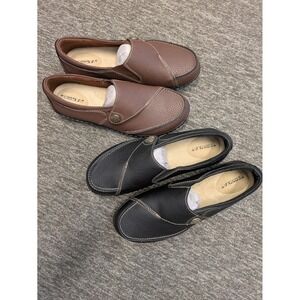 NWOT Terrikat Loafers Bundle Women's 7 Black and Brown Leather Slip On